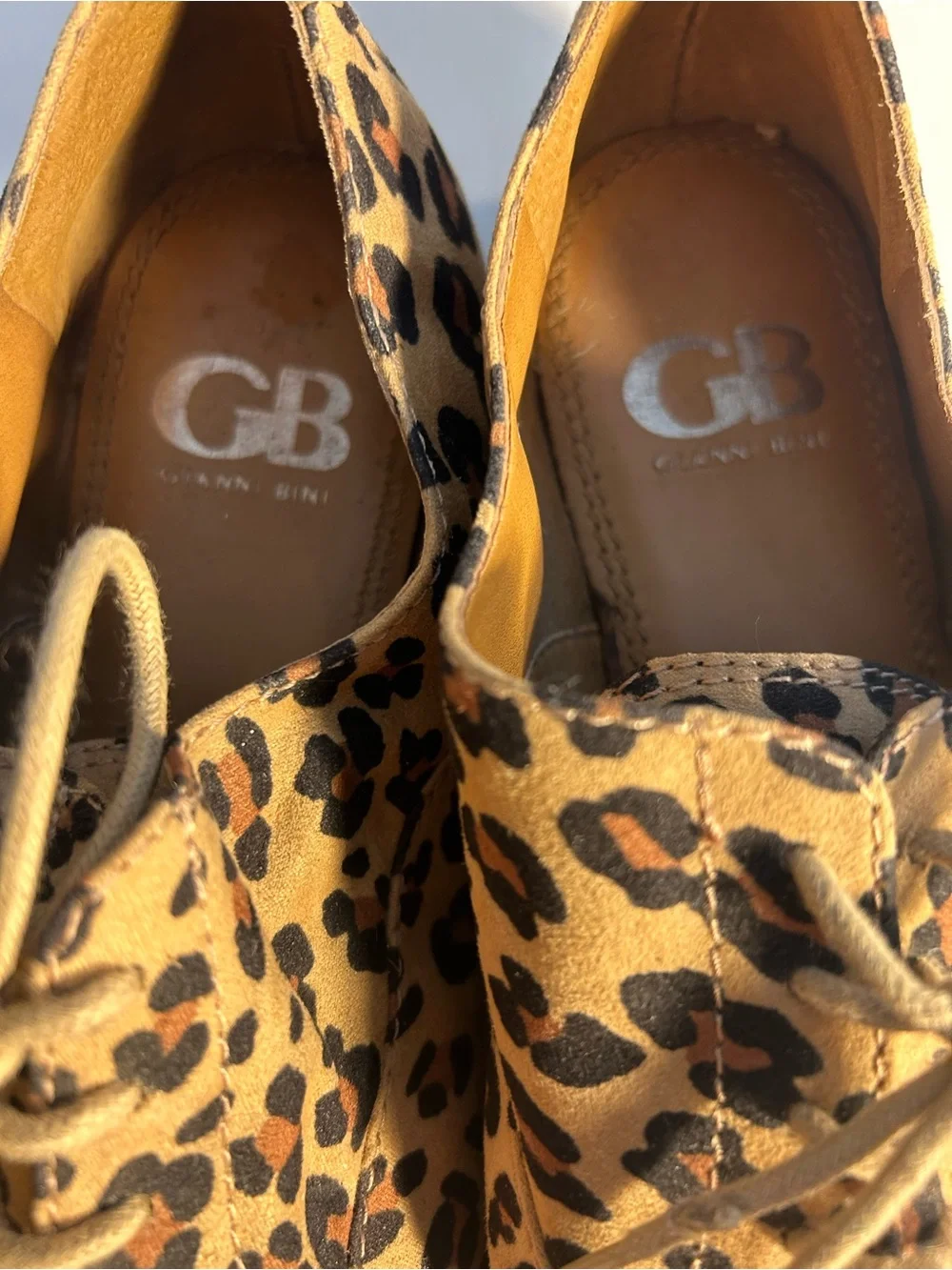 Gianni Bini Leopard-Print Lace-Up Flats in Tan and Black - Picture 3 of 5